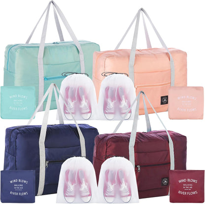 Travel Bag Foldable Duffle Carry on Tote Weekender Overnight Luggage Bag | Travel Bag Carry on Nylon Lightweight Foldable Duffle Tote for Sports Gym Weekender Overnight (With Waterproof Pouch)