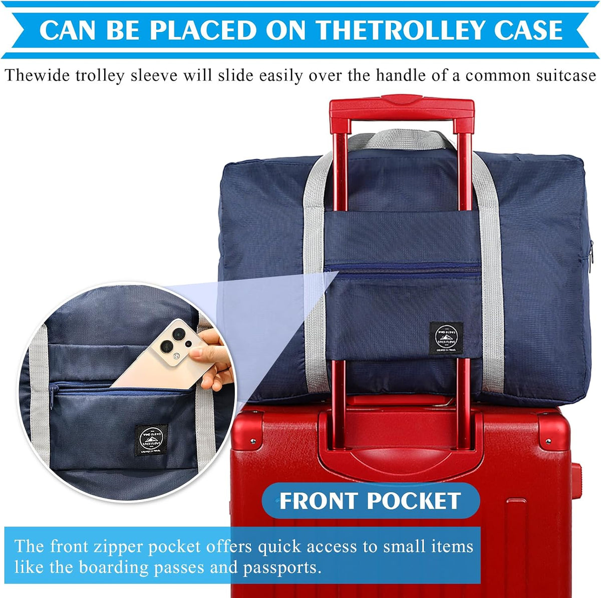 Travel Bag Foldable Duffle Carry on Tote Weekender Overnight Luggage Bag | Travel Bag Carry on Nylon Lightweight Foldable Duffle Tote for Sports Gym Weekender Overnight (With Waterproof Pouch)