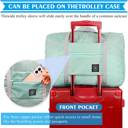 Travel Bag Foldable Duffle Carry on Tote Weekender Overnight Luggage Bag | Travel Bag Carry on Nylon Lightweight Foldable Duffle Tote for Sports Gym Weekender Overnight (With Waterproof Pouch)