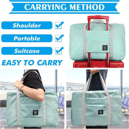 Travel Bag Foldable Duffle Carry on Tote Weekender Overnight Luggage Bag | Travel Bag Carry on Nylon Lightweight Foldable Duffle Tote for Sports Gym Weekender Overnight (With Waterproof Pouch)