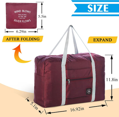 Travel Bag Foldable Duffle Carry on Tote Weekender Overnight Luggage Bag | Travel Bag Carry on Nylon Lightweight Foldable Duffle Tote for Sports Gym Weekender Overnight (With Waterproof Pouch)