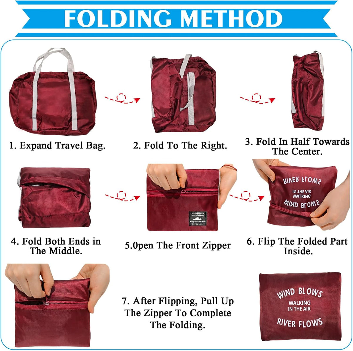 Travel Bag Foldable Duffle Carry on Tote Weekender Overnight Luggage Bag | Travel Bag Carry on Nylon Lightweight Foldable Duffle Tote for Sports Gym Weekender Overnight (With Waterproof Pouch)
