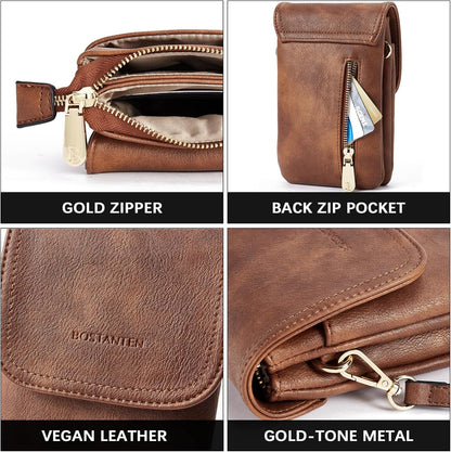 Vegan Leather Crossbody Bags for Women Designer Cell Phone Bag Wallet Purses Adjustable Strap