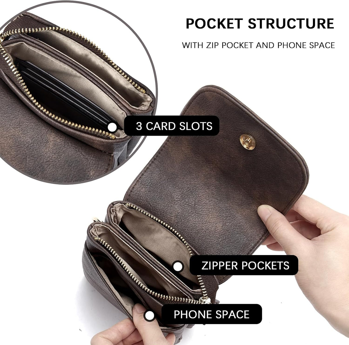 Vegan Leather Crossbody Bags for Women Designer Cell Phone Bag Wallet Purses Adjustable Strap