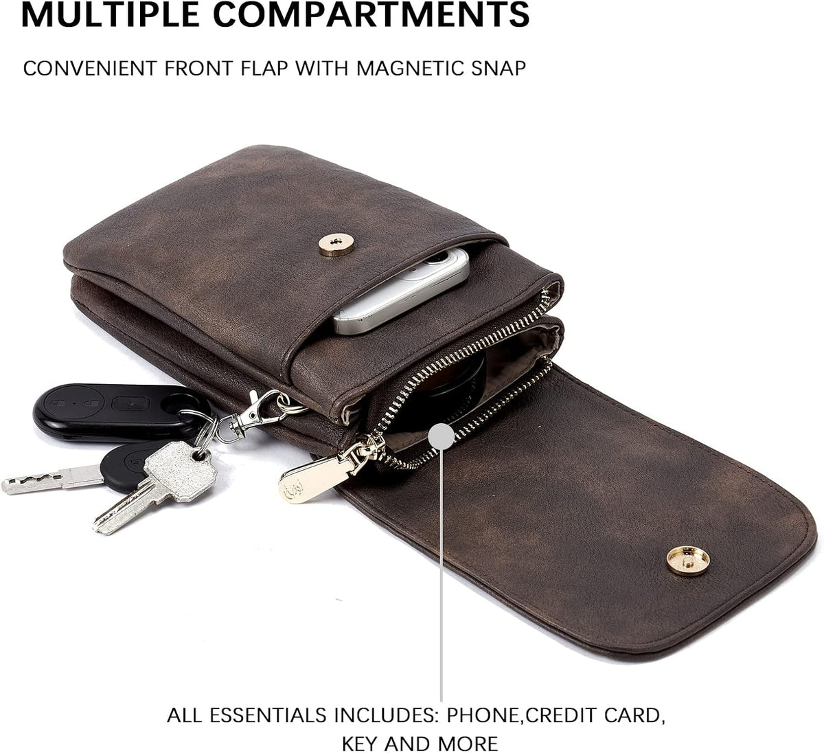Vegan Leather Crossbody Bags for Women Designer Cell Phone Bag Wallet Purses Adjustable Strap