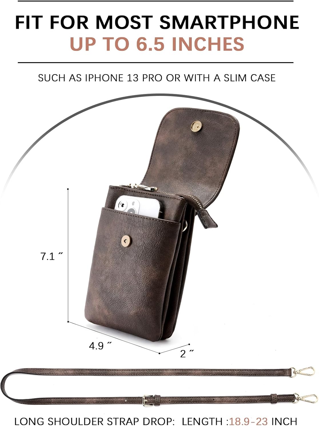 Vegan Leather Crossbody Bags for Women Designer Cell Phone Bag Wallet Purses Adjustable Strap