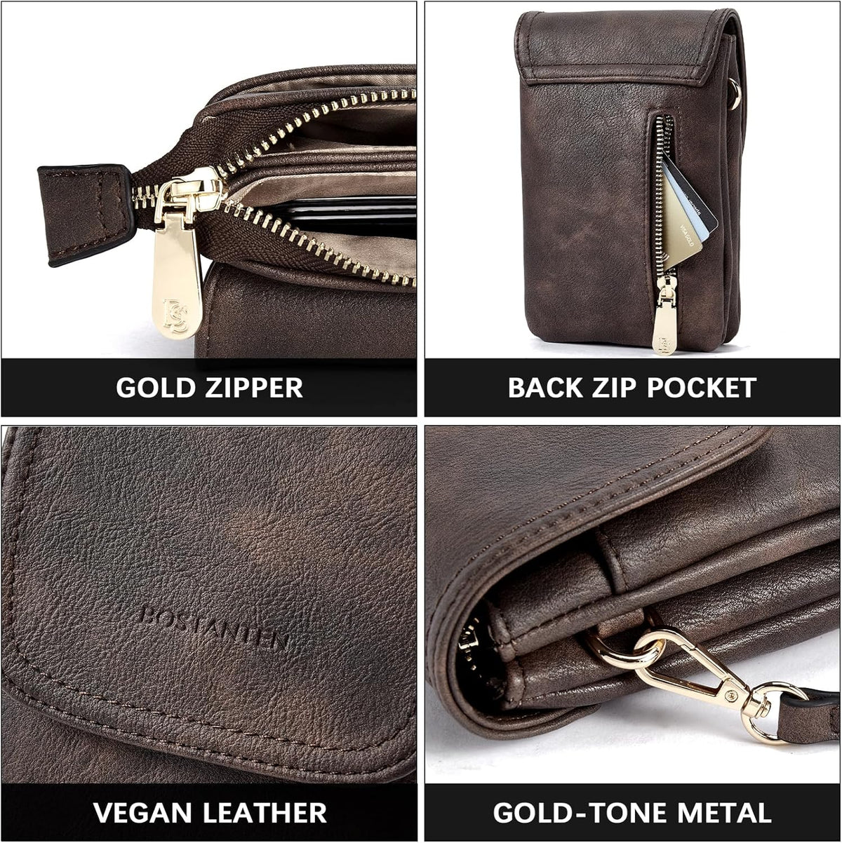 Vegan Leather Crossbody Bags for Women Designer Cell Phone Bag Wallet Purses Adjustable Strap