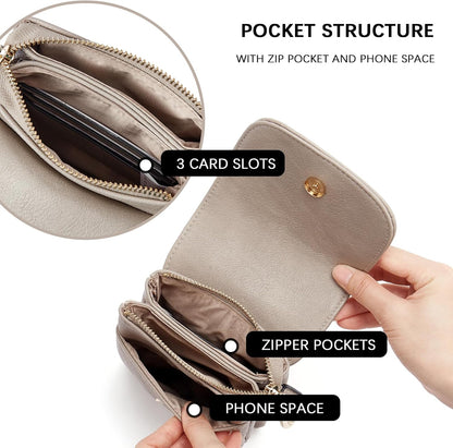 Vegan Leather Crossbody Bags for Women Designer Cell Phone Bag Wallet Purses Adjustable Strap