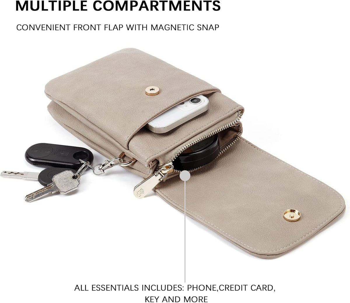 Vegan Leather Crossbody Bags for Women Designer Cell Phone Bag Wallet Purses Adjustable Strap