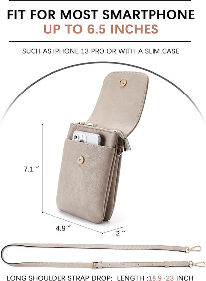 Vegan Leather Crossbody Bags for Women Designer Cell Phone Bag Wallet Purses Adjustable Strap
