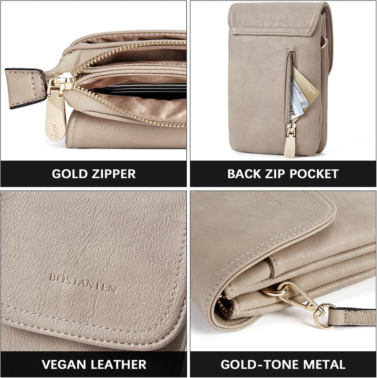 Vegan Leather Crossbody Bags for Women Designer Cell Phone Bag Wallet Purses Adjustable Strap