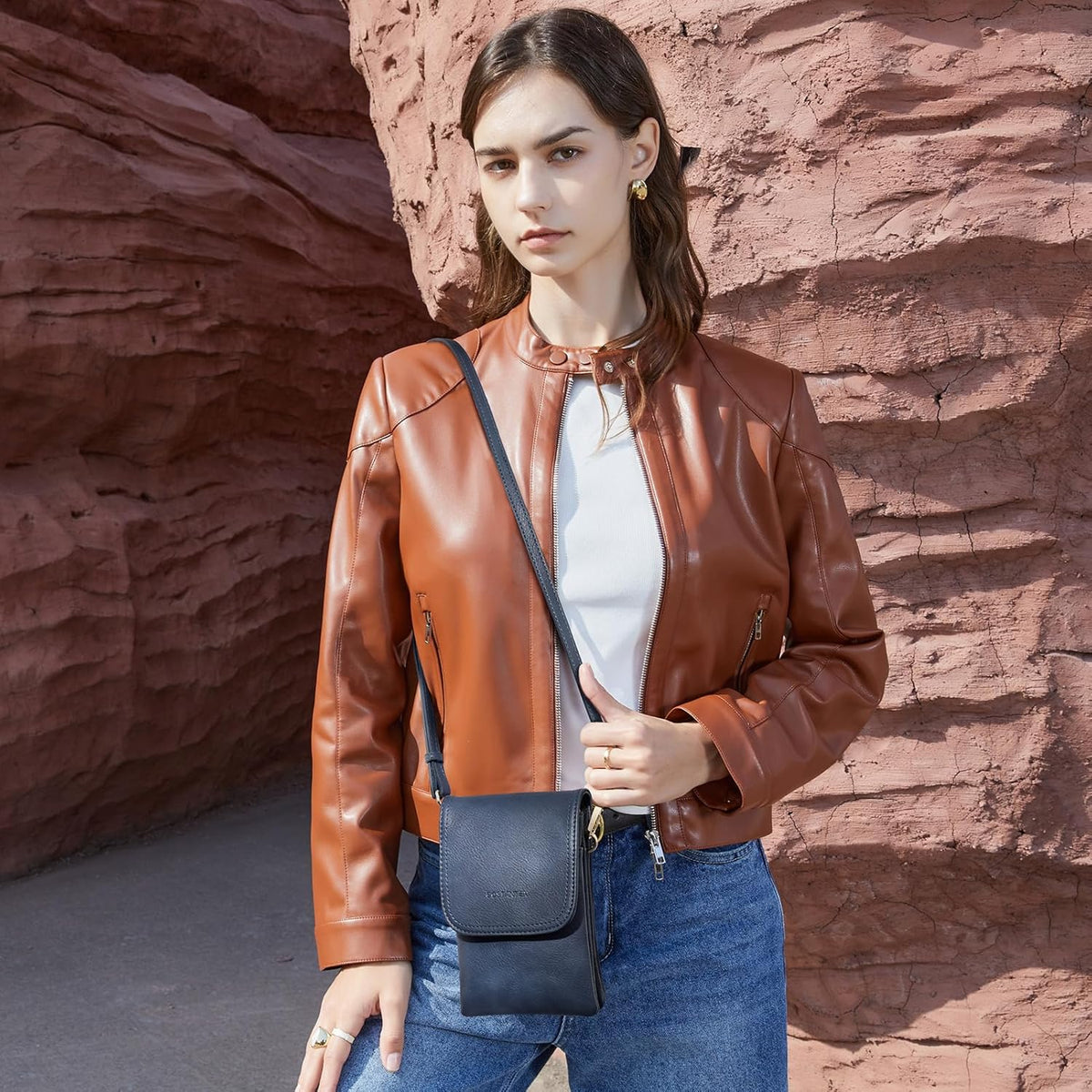 Vegan Leather Crossbody Bags for Women Designer Cell Phone Bag Wallet Purses Adjustable Strap