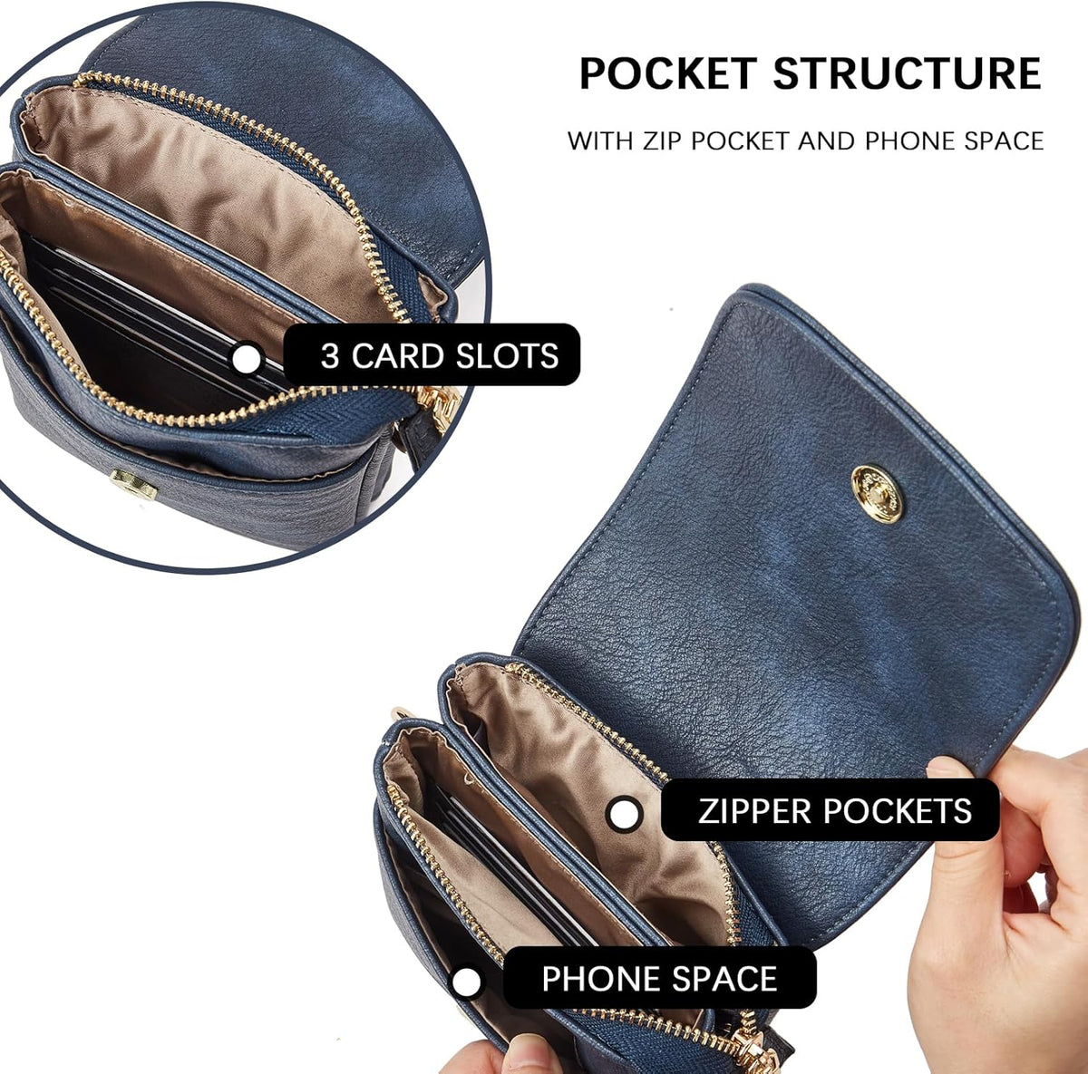 Vegan Leather Crossbody Bags for Women Designer Cell Phone Bag Wallet Purses Adjustable Strap