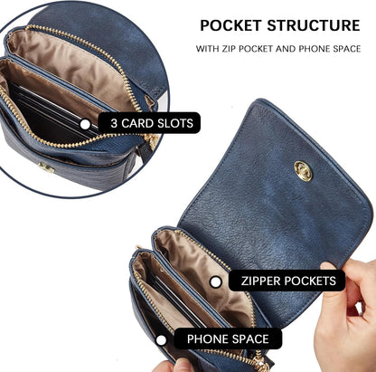 Vegan Leather Crossbody Bags for Women Designer Cell Phone Bag Wallet Purses Adjustable Strap