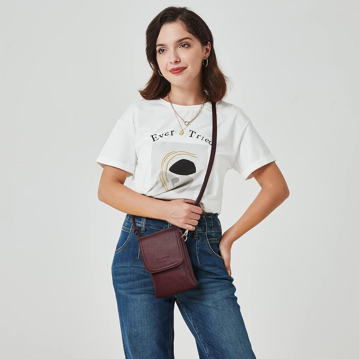 Vegan Leather Crossbody Bags for Women Designer Cell Phone Bag Wallet Purses Adjustable Strap