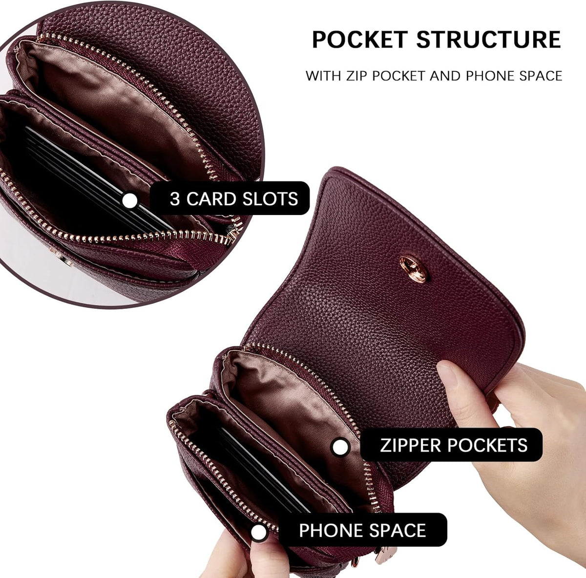 Vegan Leather Crossbody Bags for Women Designer Cell Phone Bag Wallet Purses Adjustable Strap