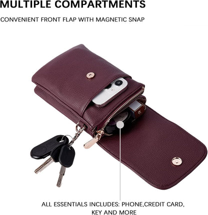 Vegan Leather Crossbody Bags for Women Designer Cell Phone Bag Wallet Purses Adjustable Strap