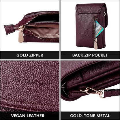 Vegan Leather Crossbody Bags for Women Designer Cell Phone Bag Wallet Purses Adjustable Strap