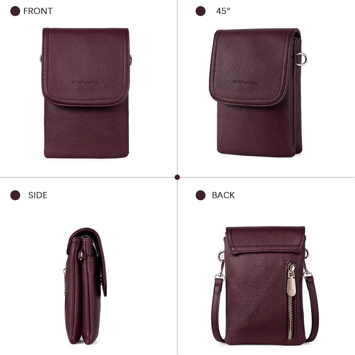 Vegan Leather Crossbody Bags for Women Designer Cell Phone Bag Wallet Purses Adjustable Strap