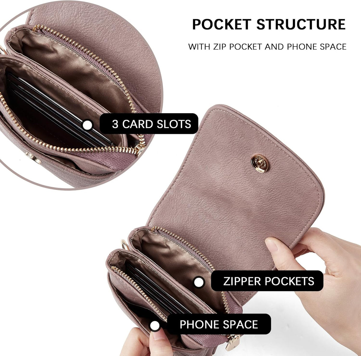 Vegan Leather Crossbody Bags for Women Designer Cell Phone Bag Wallet Purses Adjustable Strap