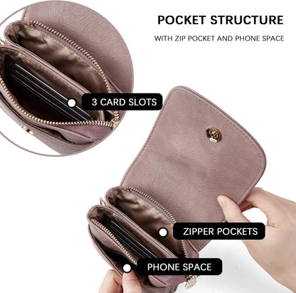 Vegan Leather Crossbody Bags for Women Designer Cell Phone Bag Wallet Purses Adjustable Strap