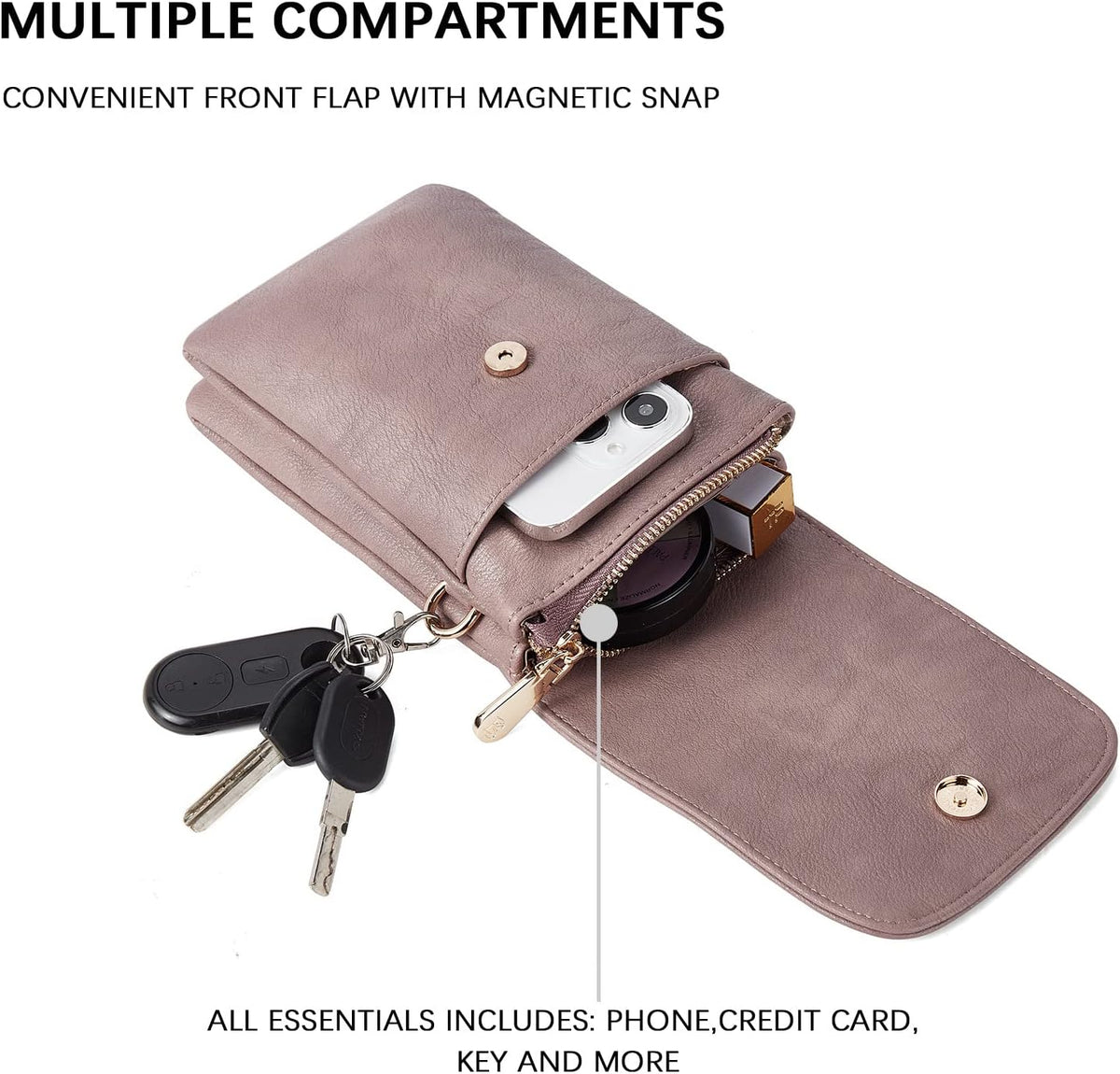 Vegan Leather Crossbody Bags for Women Designer Cell Phone Bag Wallet Purses Adjustable Strap