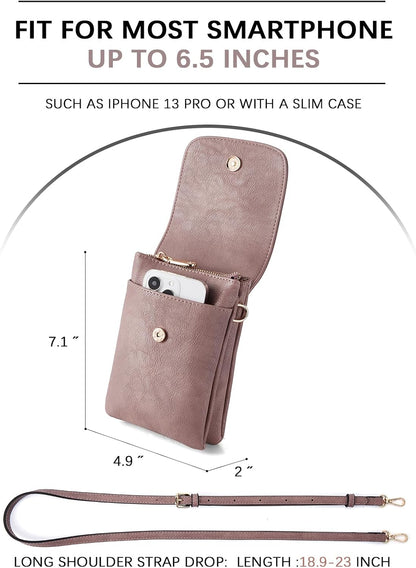 Vegan Leather Crossbody Bags for Women Designer Cell Phone Bag Wallet Purses Adjustable Strap
