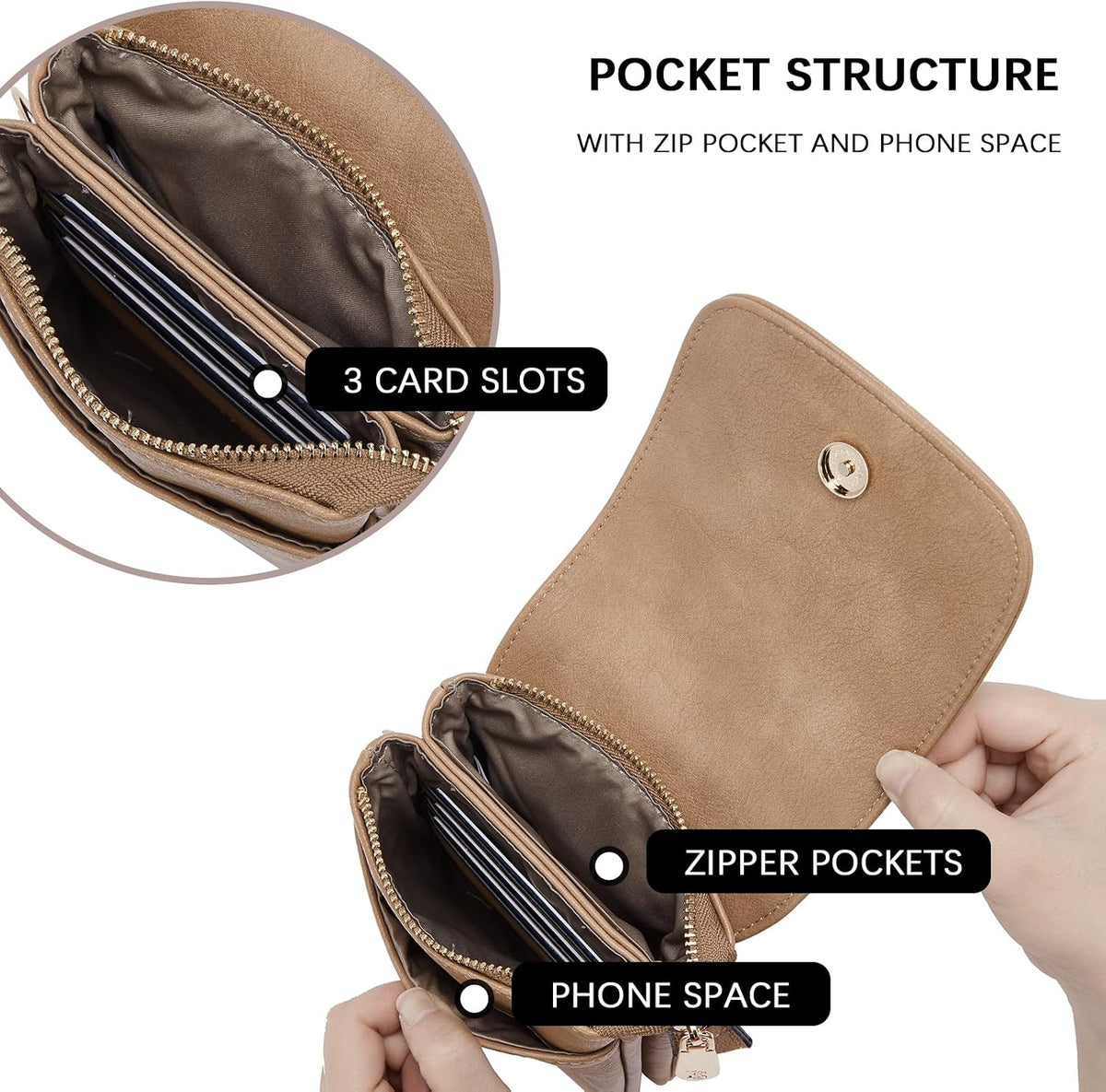 Vegan Leather Crossbody Bags for Women Designer Cell Phone Bag Wallet Purses Adjustable Strap