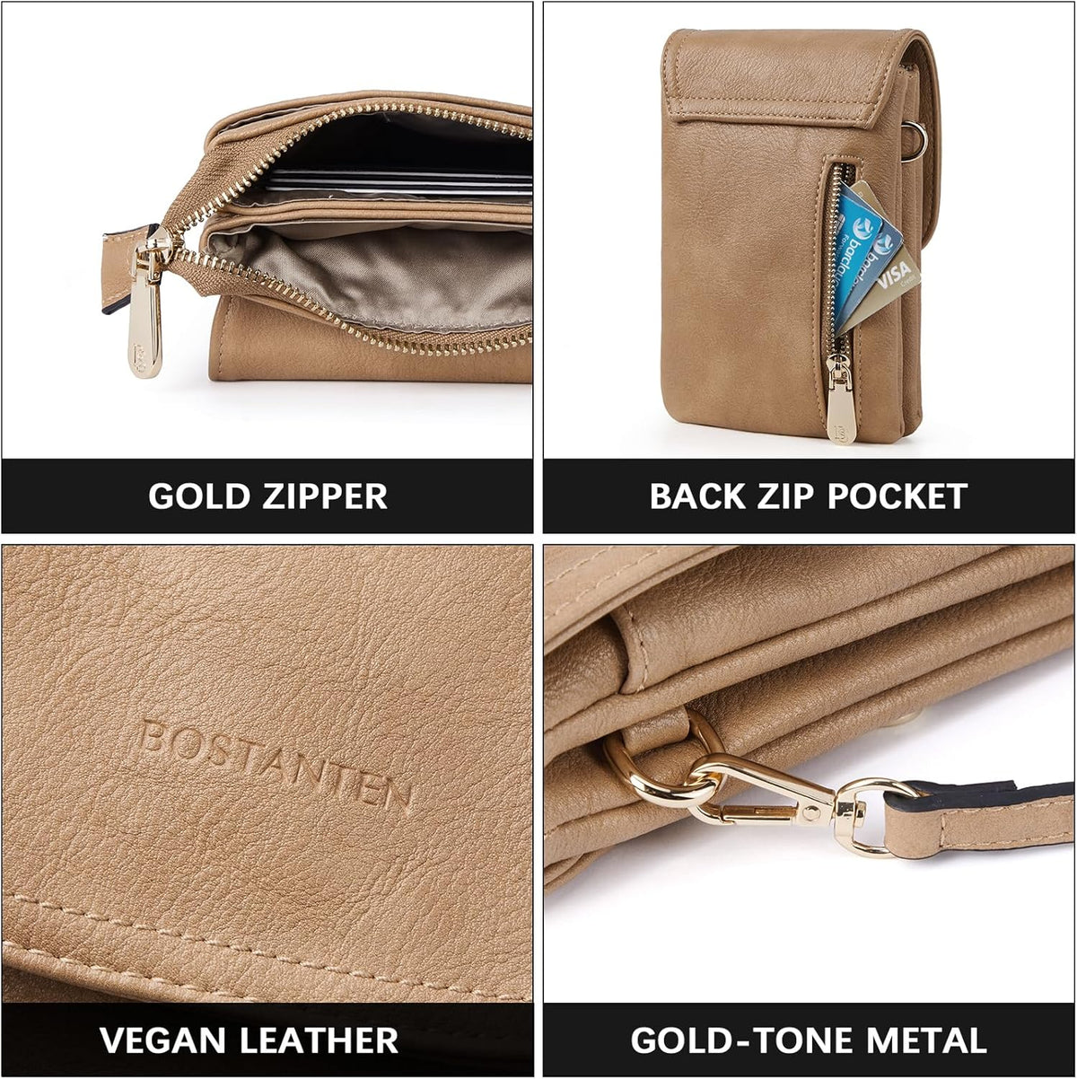 Vegan Leather Crossbody Bags for Women Designer Cell Phone Bag Wallet Purses Adjustable Strap