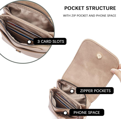 Vegan Leather Crossbody Bags for Women Designer Cell Phone Bag Wallet Purses Adjustable Strap