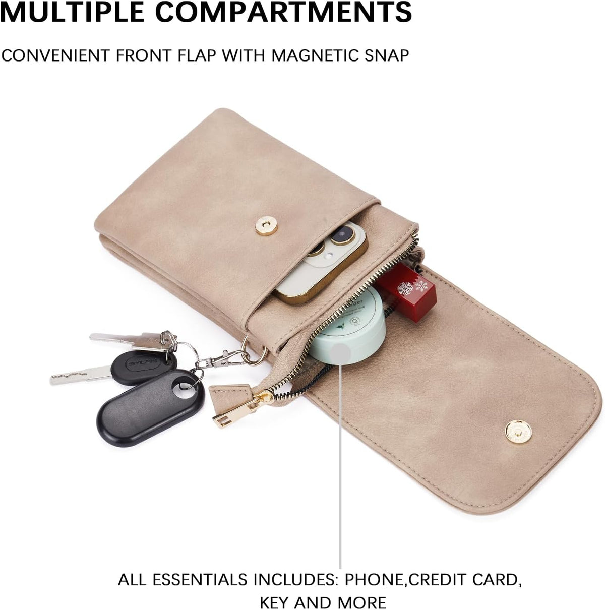 Vegan Leather Crossbody Bags for Women Designer Cell Phone Bag Wallet Purses Adjustable Strap