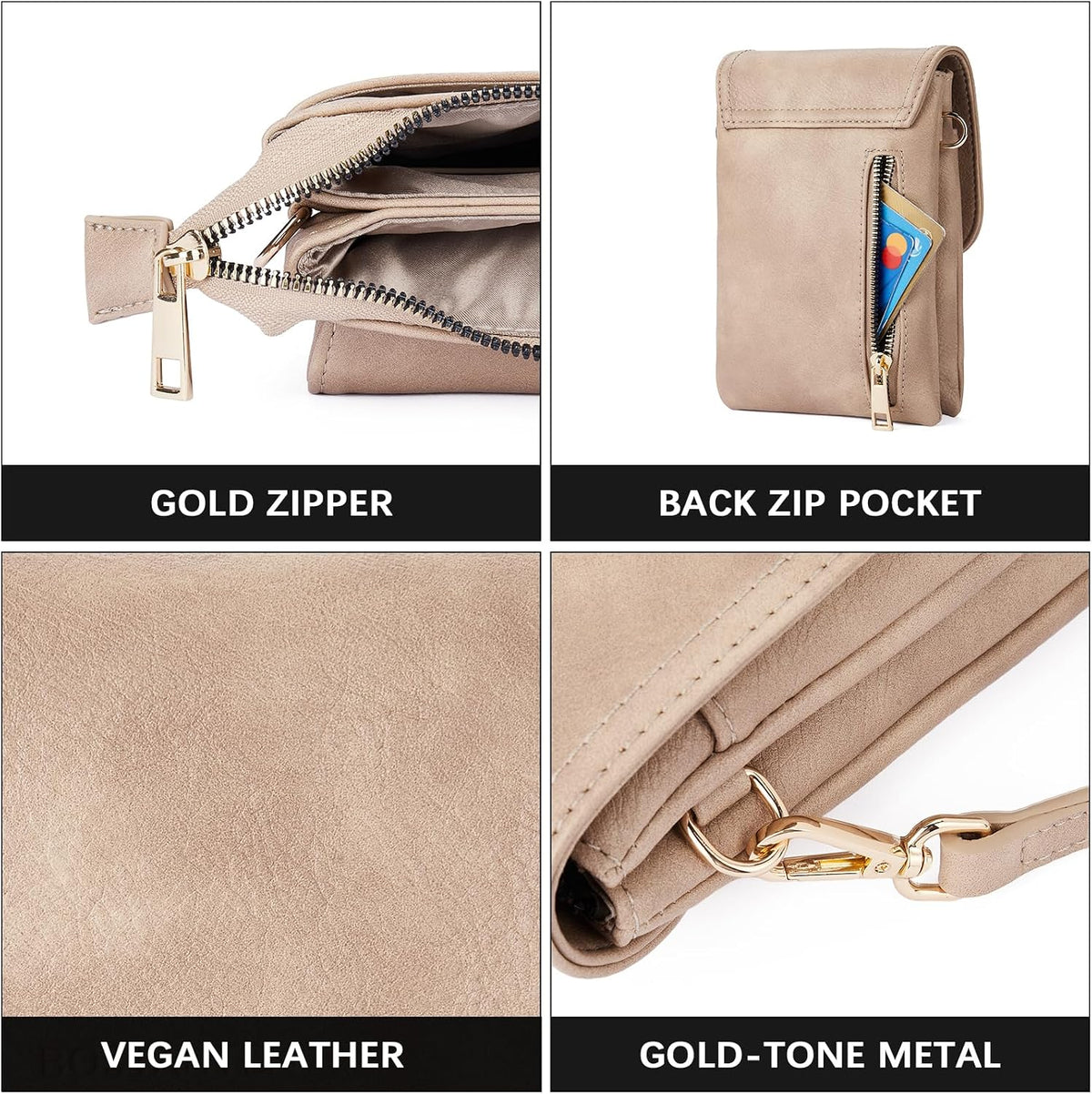 Vegan Leather Crossbody Bags for Women Designer Cell Phone Bag Wallet Purses Adjustable Strap