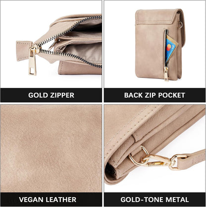 Vegan Leather Crossbody Bags for Women Designer Cell Phone Bag Wallet Purses Adjustable Strap