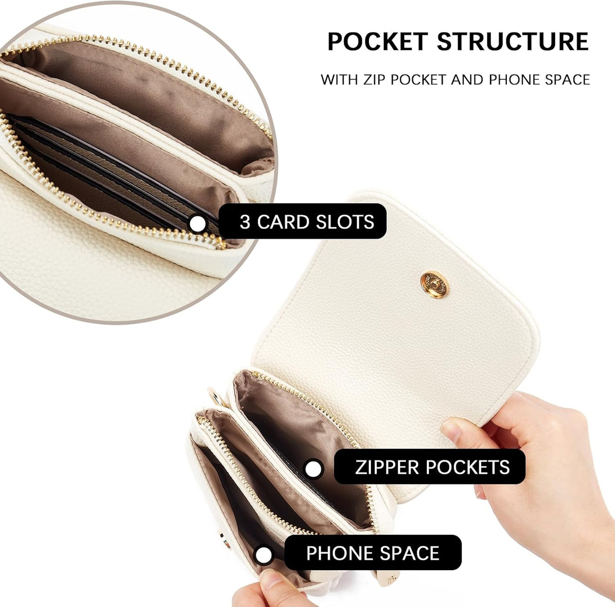 Vegan Leather Crossbody Bags for Women Designer Cell Phone Bag Wallet Purses Adjustable Strap