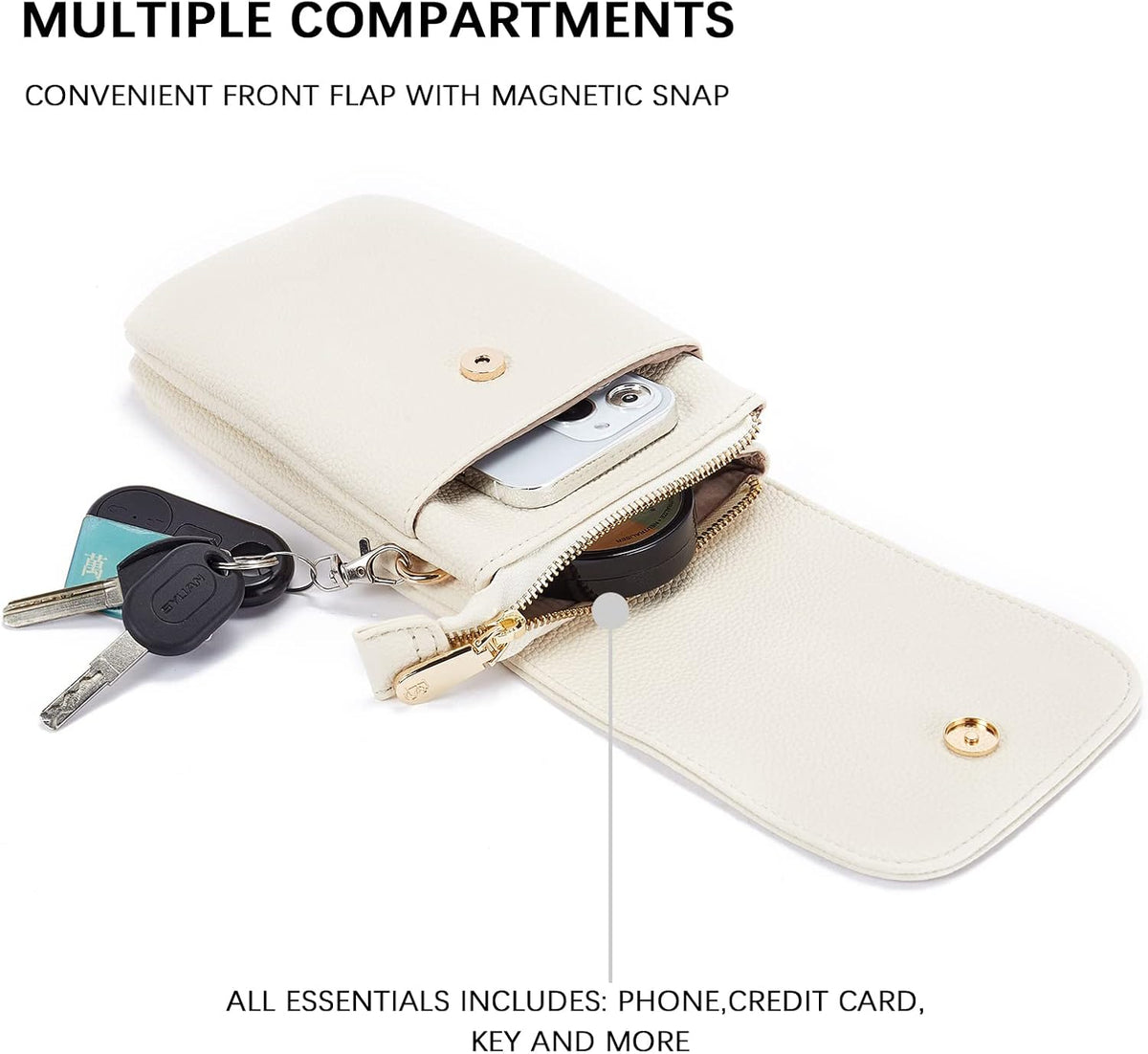 Vegan Leather Crossbody Bags for Women Designer Cell Phone Bag Wallet Purses Adjustable Strap