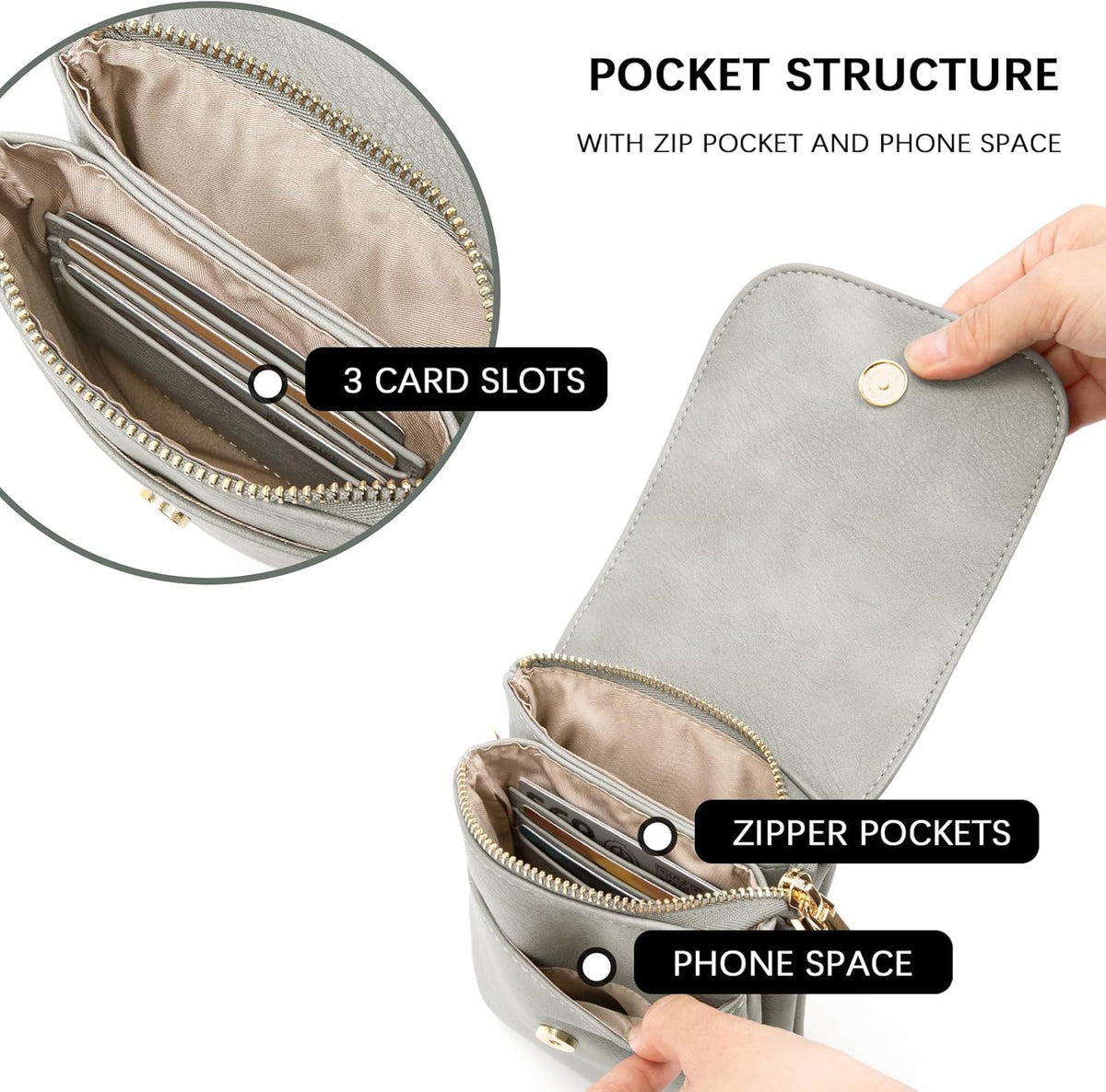 Vegan Leather Crossbody Bags for Women Designer Cell Phone Bag Wallet Purses Adjustable Strap