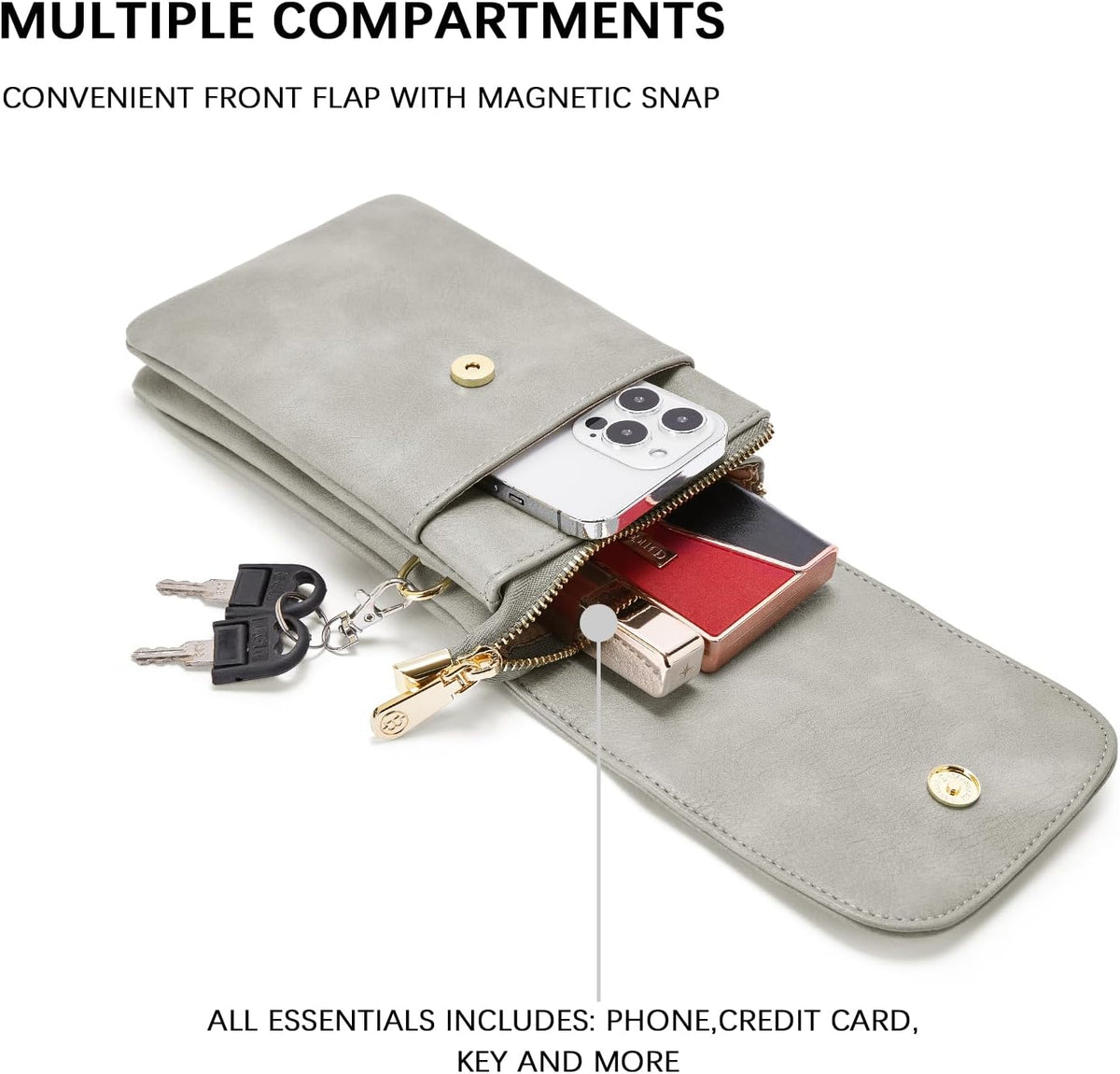 Vegan Leather Crossbody Bags for Women Designer Cell Phone Bag Wallet Purses Adjustable Strap