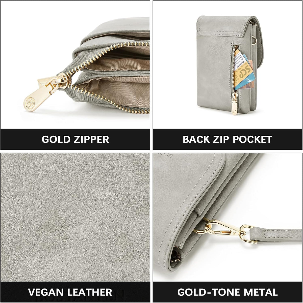 Vegan Leather Crossbody Bags for Women Designer Cell Phone Bag Wallet Purses Adjustable Strap