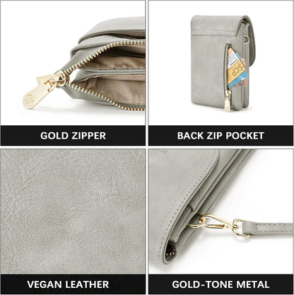 Vegan Leather Crossbody Bags for Women Designer Cell Phone Bag Wallet Purses Adjustable Strap