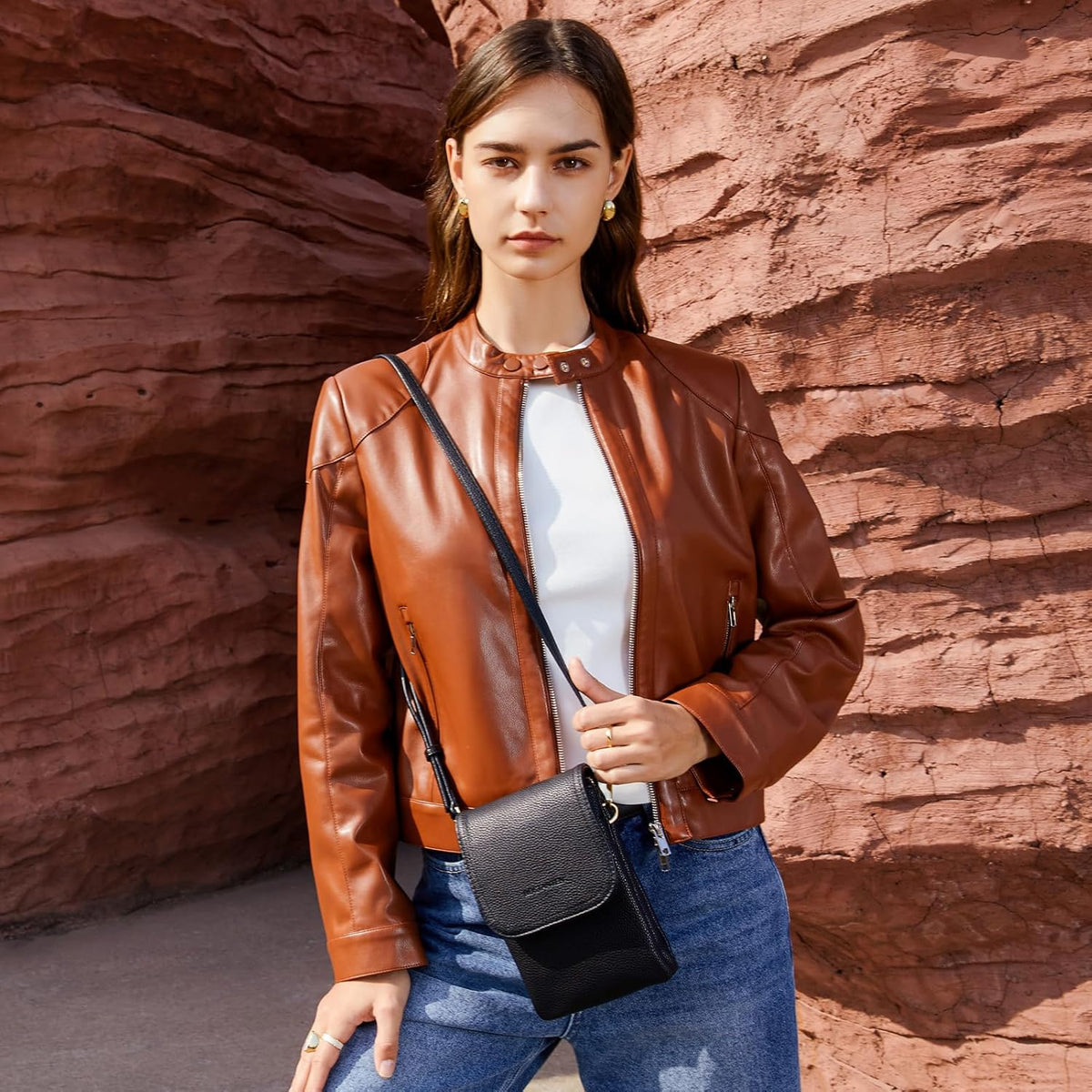 Vegan Leather Crossbody Bags for Women Designer Cell Phone Bag Wallet Purses Adjustable Strap