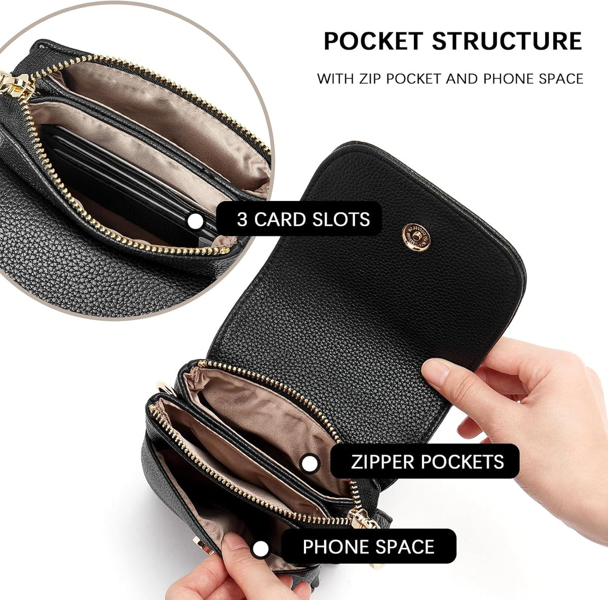 Vegan Leather Crossbody Bags for Women Designer Cell Phone Bag Wallet Purses Adjustable Strap