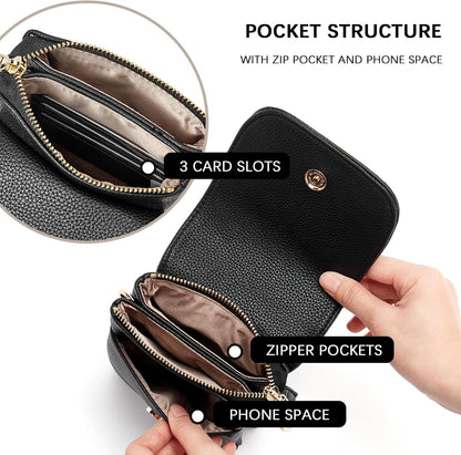 Vegan Leather Crossbody Bags for Women Designer Cell Phone Bag Wallet Purses Adjustable Strap