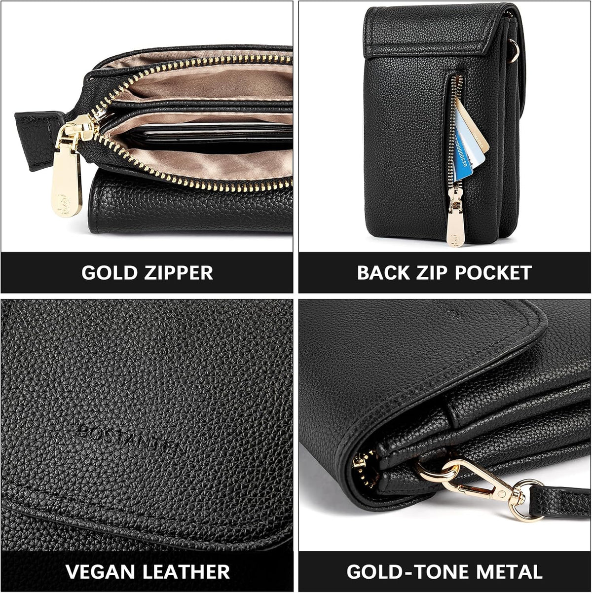 Vegan Leather Crossbody Bags for Women Designer Cell Phone Bag Wallet Purses Adjustable Strap