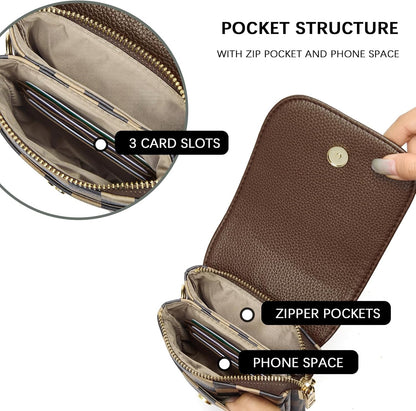 Vegan Leather Crossbody Bags for Women Designer Cell Phone Bag Wallet Purses Adjustable Strap