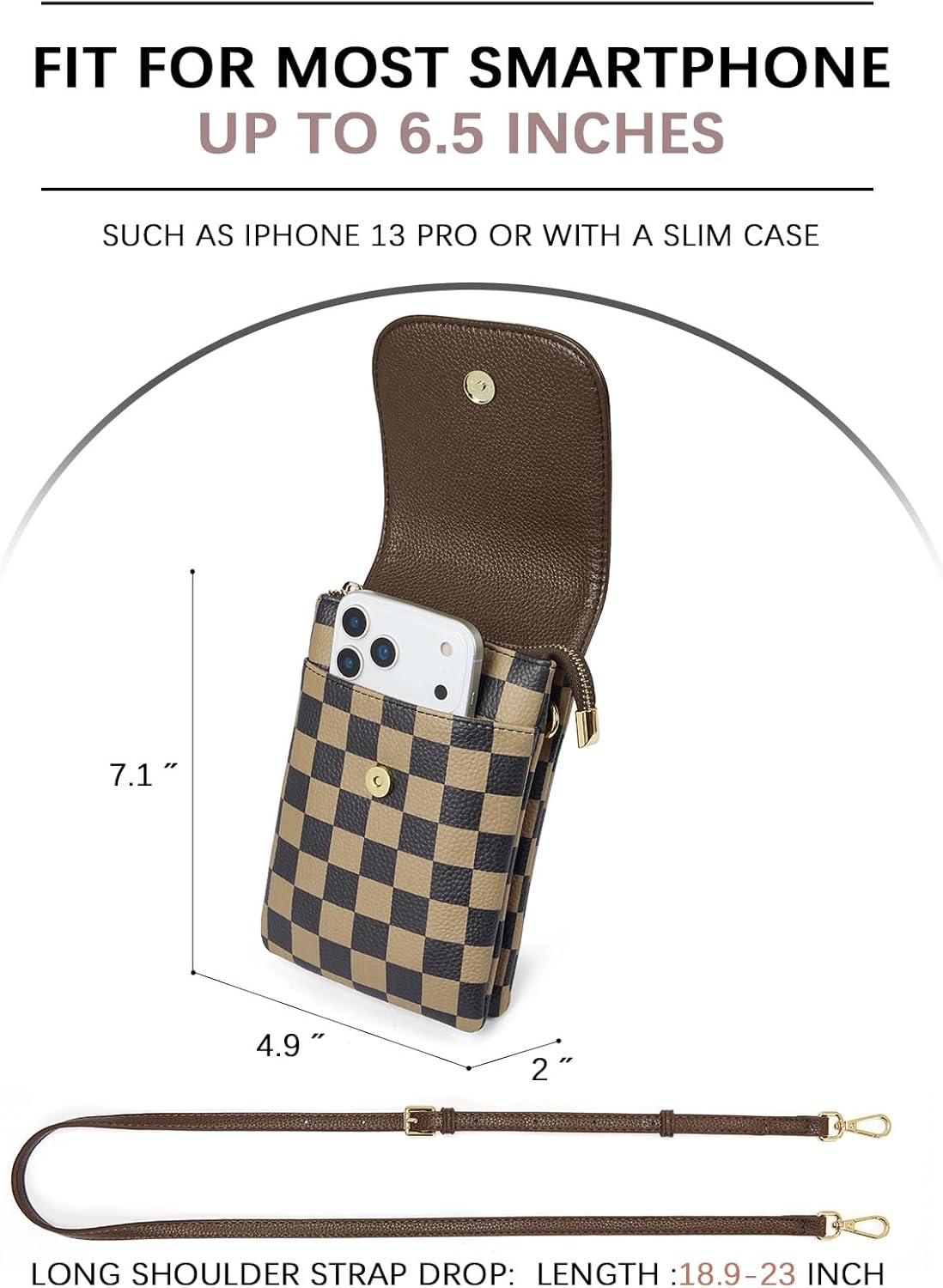 Vegan Leather Crossbody Bags for Women Designer Cell Phone Bag Wallet Purses Adjustable Strap