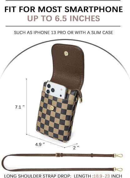 Vegan Leather Crossbody Bags for Women Designer Cell Phone Bag Wallet Purses Adjustable Strap
