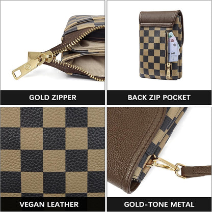 Vegan Leather Crossbody Bags for Women Designer Cell Phone Bag Wallet Purses Adjustable Strap