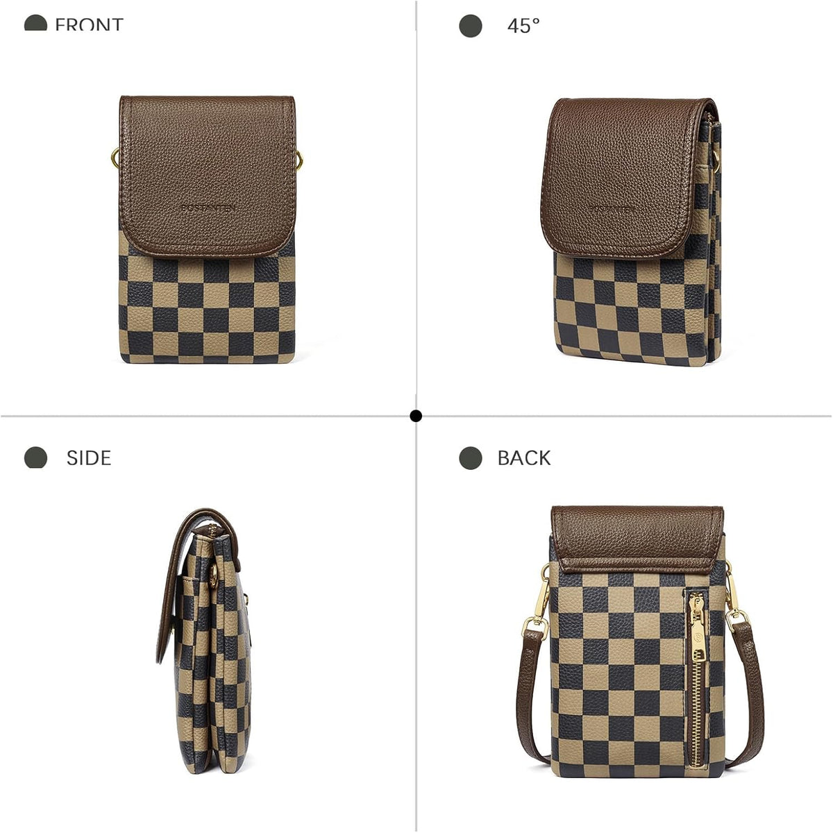 Vegan Leather Crossbody Bags for Women Designer Cell Phone Bag Wallet Purses Adjustable Strap
