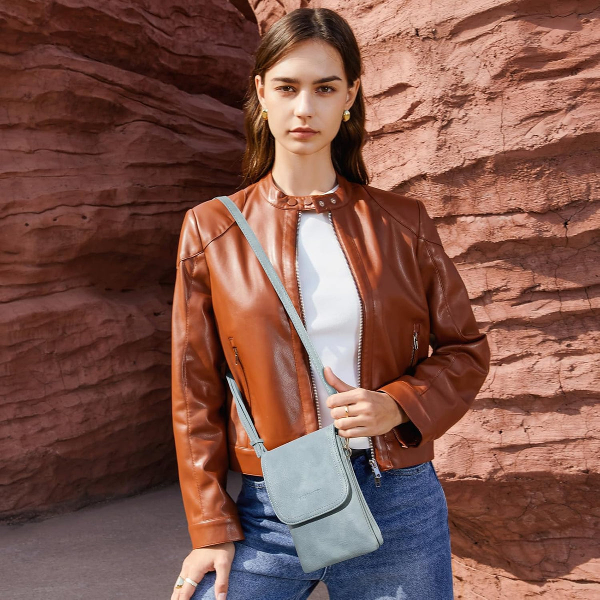 Vegan Leather Crossbody Bags for Women Designer Cell Phone Bag Wallet Purses Adjustable Strap