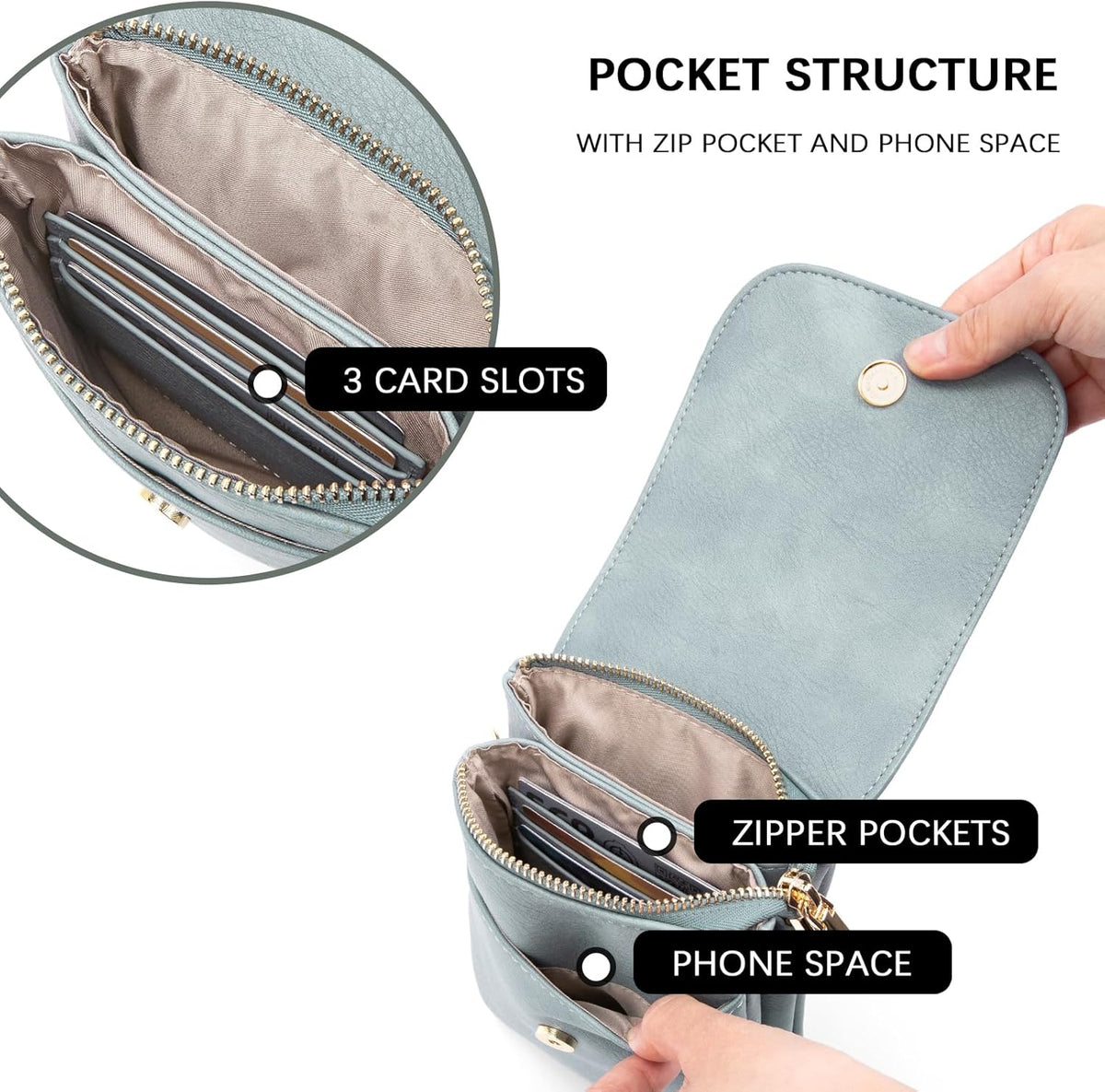 Vegan Leather Crossbody Bags for Women Designer Cell Phone Bag Wallet Purses Adjustable Strap